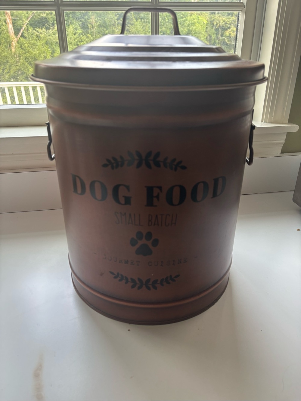 Dog Food Tin Canister - Copper Brown